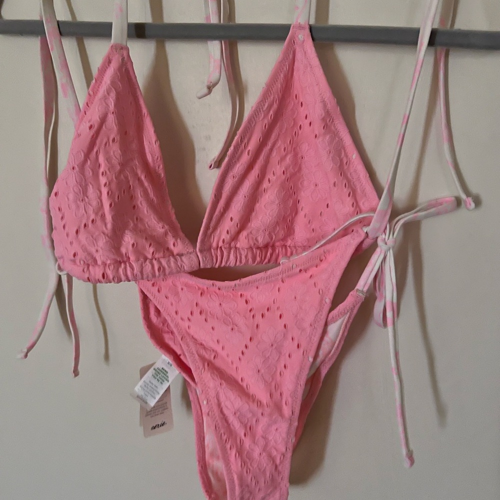 Chic Pink Eyelet Bikini Set